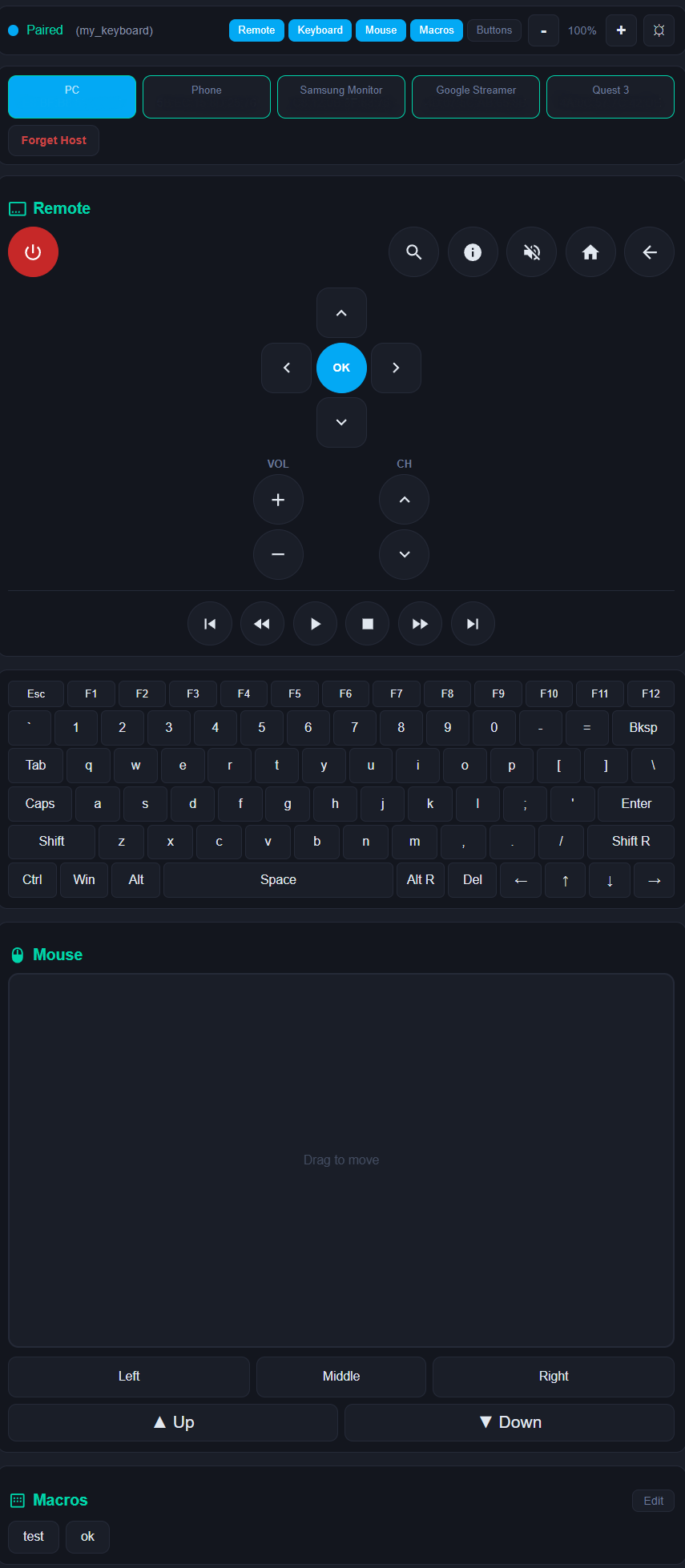 Web Control Page